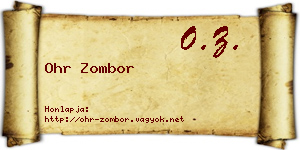 Ohr Zombor névjegykártya